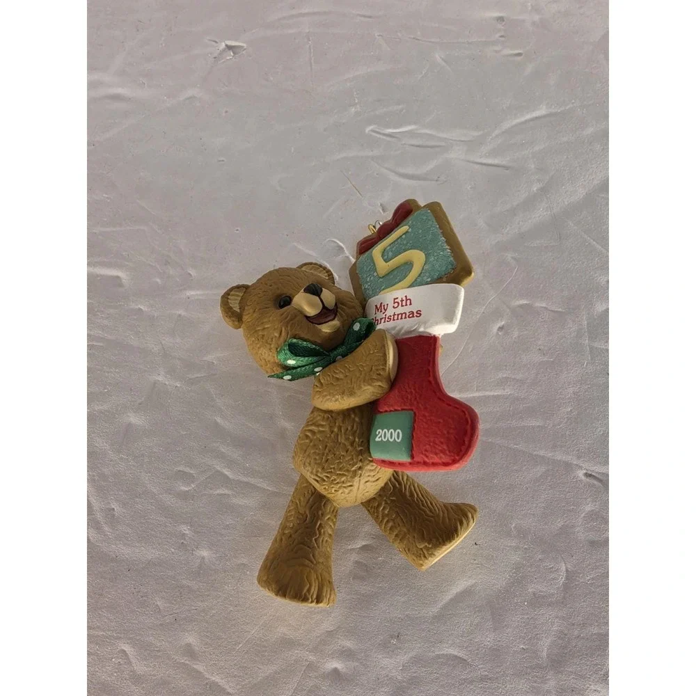Hallmark Keepsake Child's Fifth Christmas Ornament 2000 Teddy Bear w/ Box